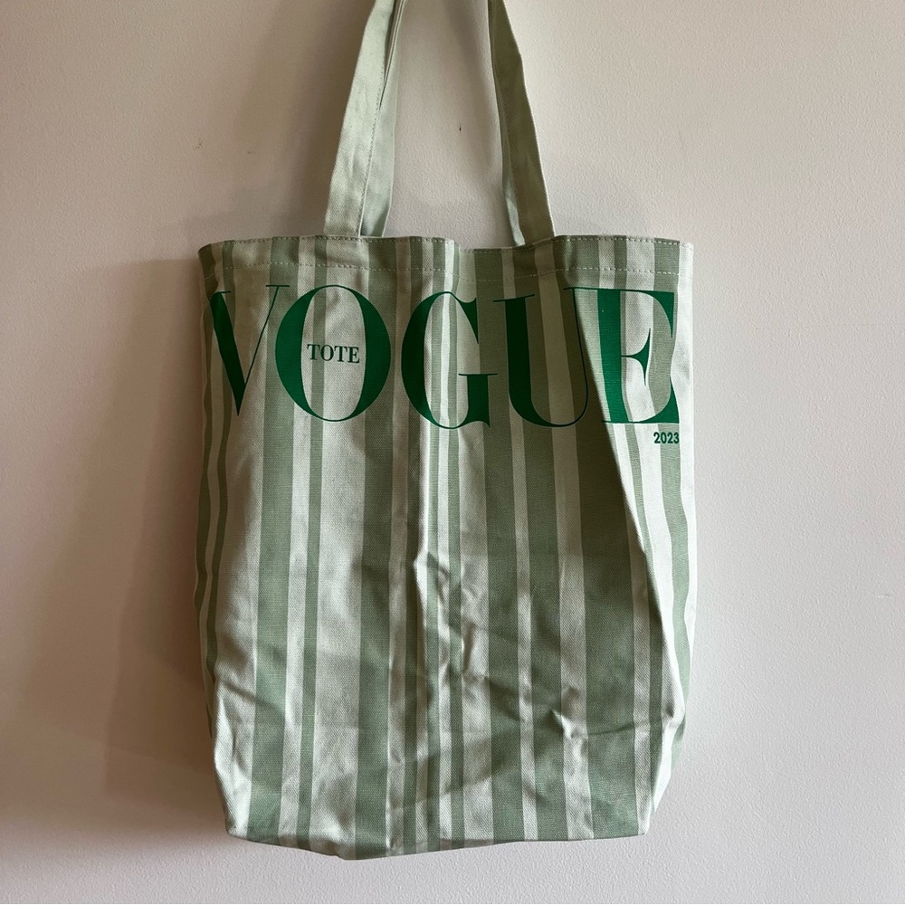 Vogue Mint Green Striped Tote